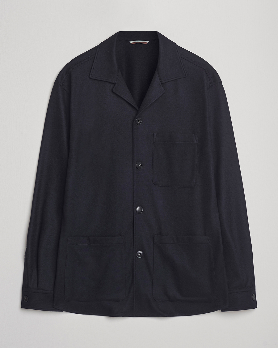 Canali Wool Shirt Jacket Navy
