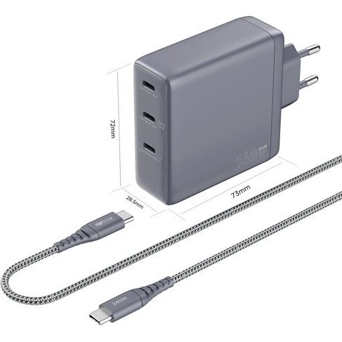 Chargeur et câble d'alimentation PC Accsup CV 140W+CBL USBC BK