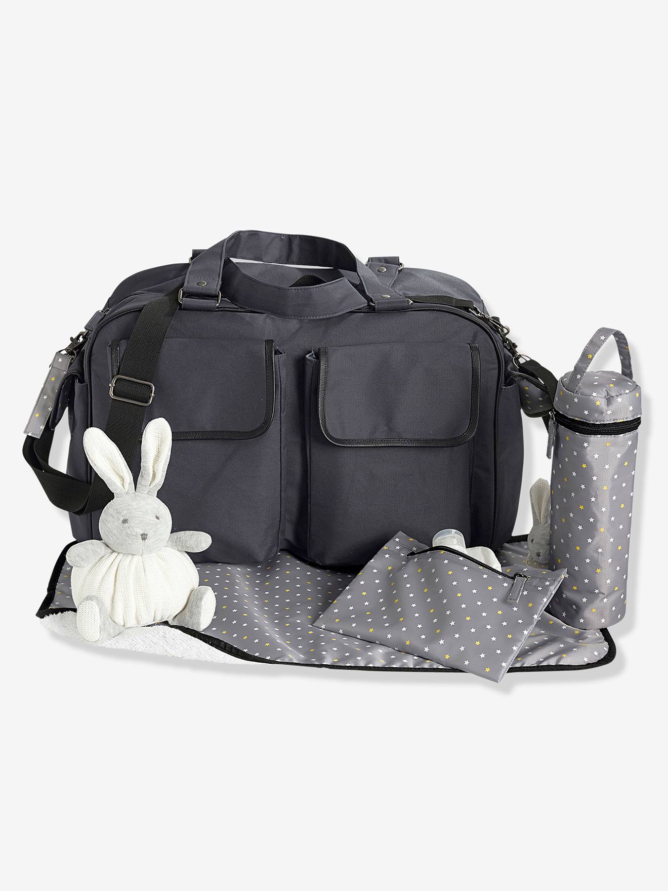 Bolsa de fim de semana VERTBAUDET cinza para troca de fraldas