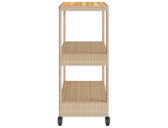 VIDAXL - Chariot de bar 3 niveaux beige rotin et bois d'acacia massif