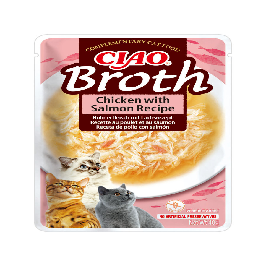 Sachê de sopa de frango com salmão Churu Broth para gatos