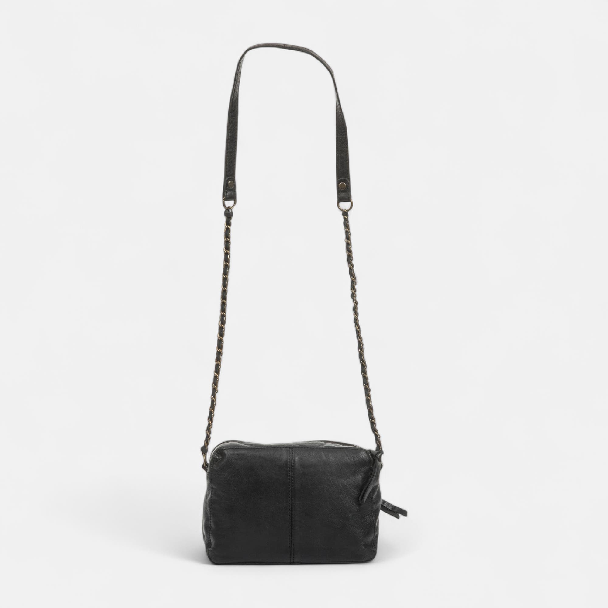 Sac bandoulière en cuir noir