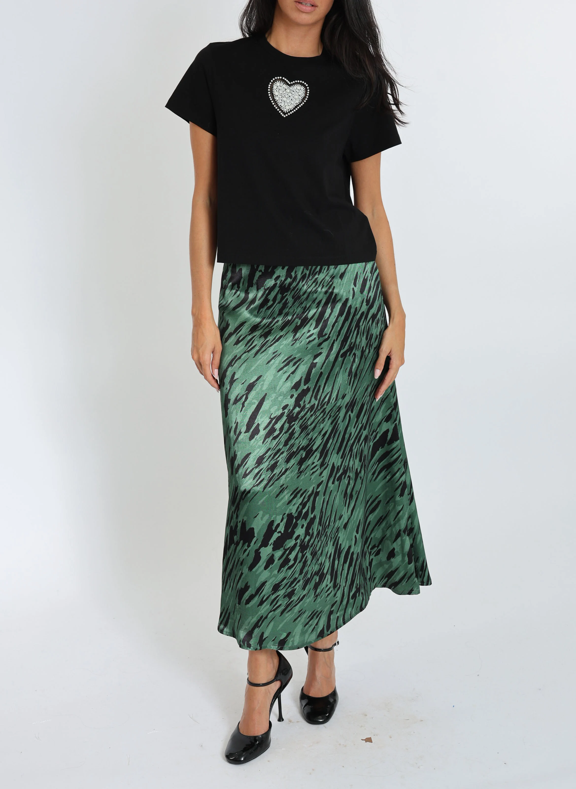 NINA - Tee-shirt col rond en coton | Noir