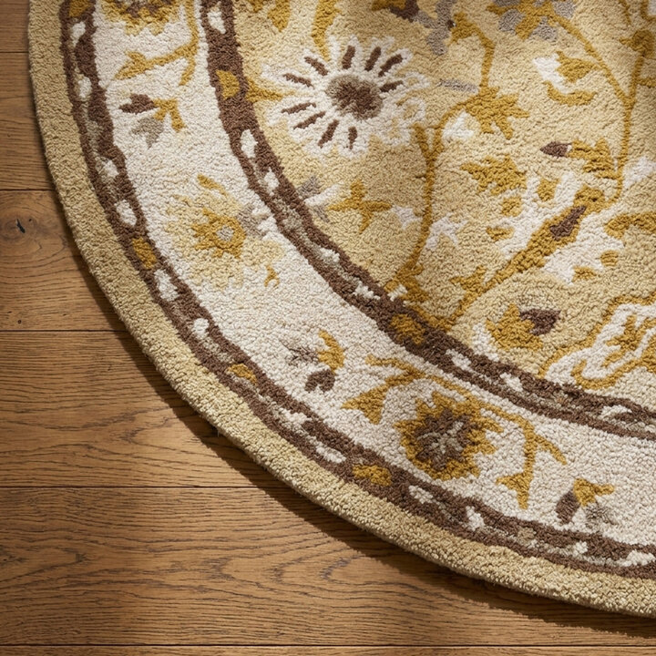 Rond vintage vloerkleed - Valentina Creme | Klassiek medaillon