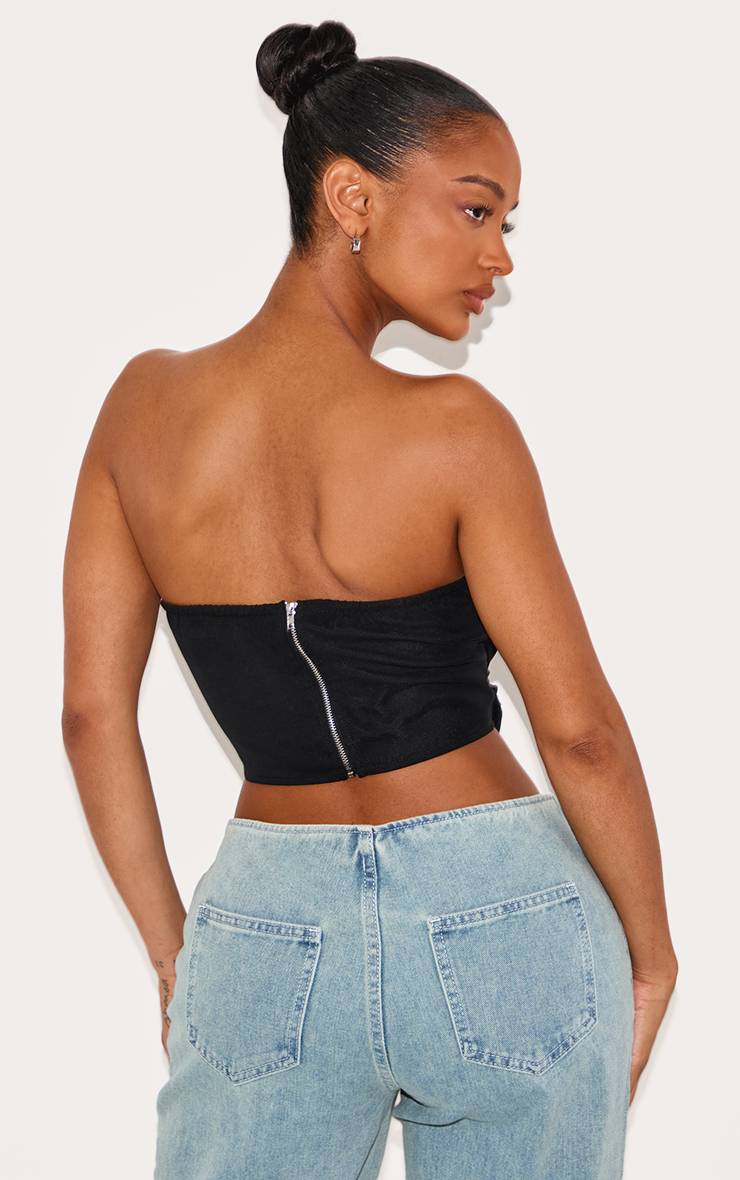Noir Top Court Corset En Mousseline Froncée Shape