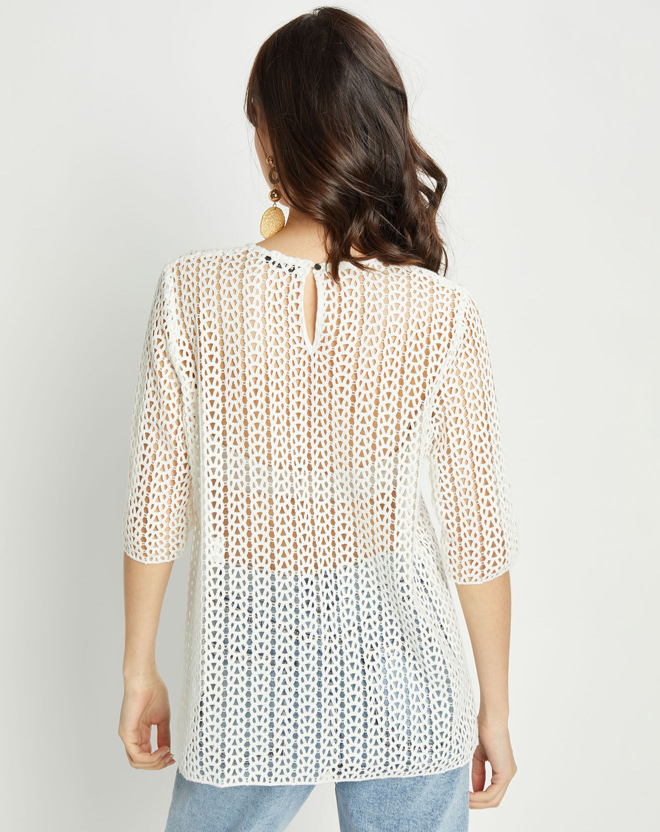 Roseanna Top ajouré Guipure blanc