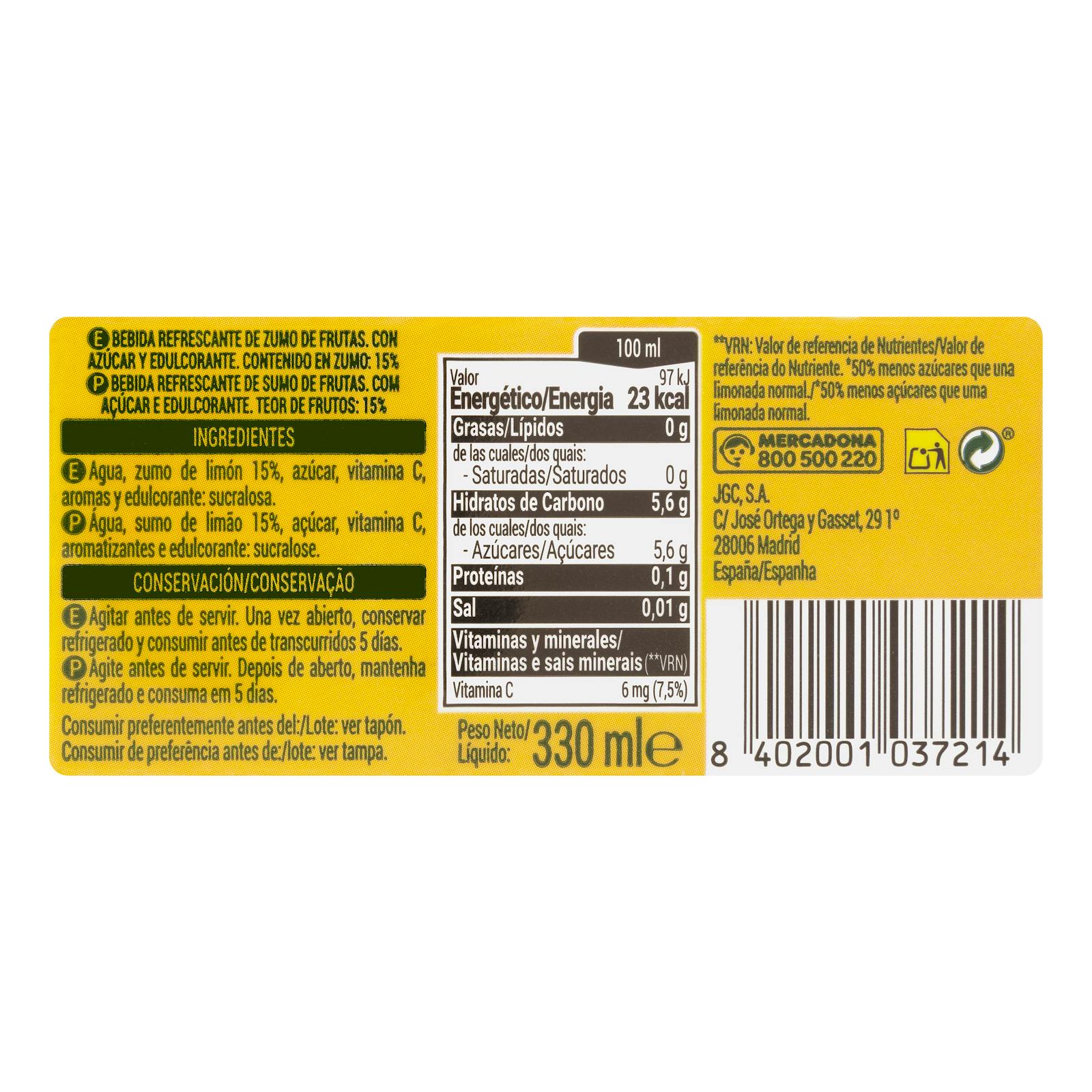 Limonade légère Hacendado