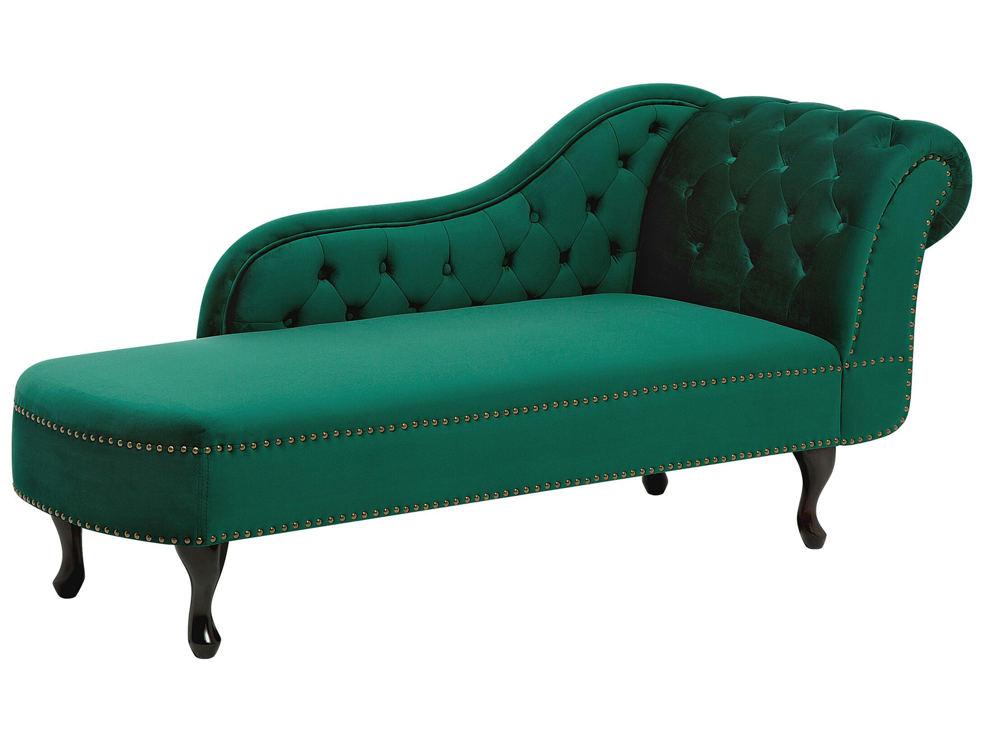 Rechtszijdige chaise longue NIMES Fluweel Groen