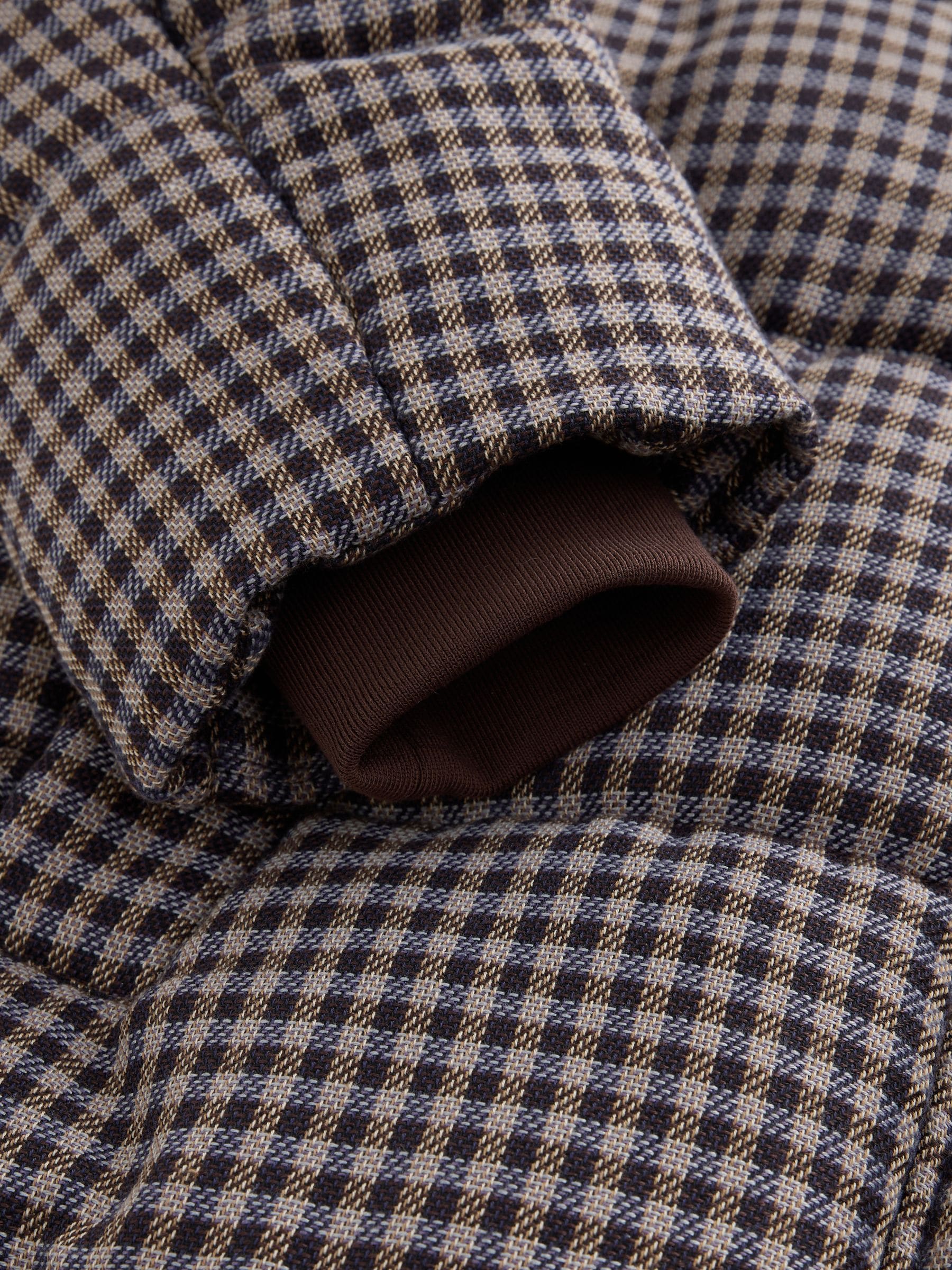 Chocoladebruin - Long Padded Check Coat