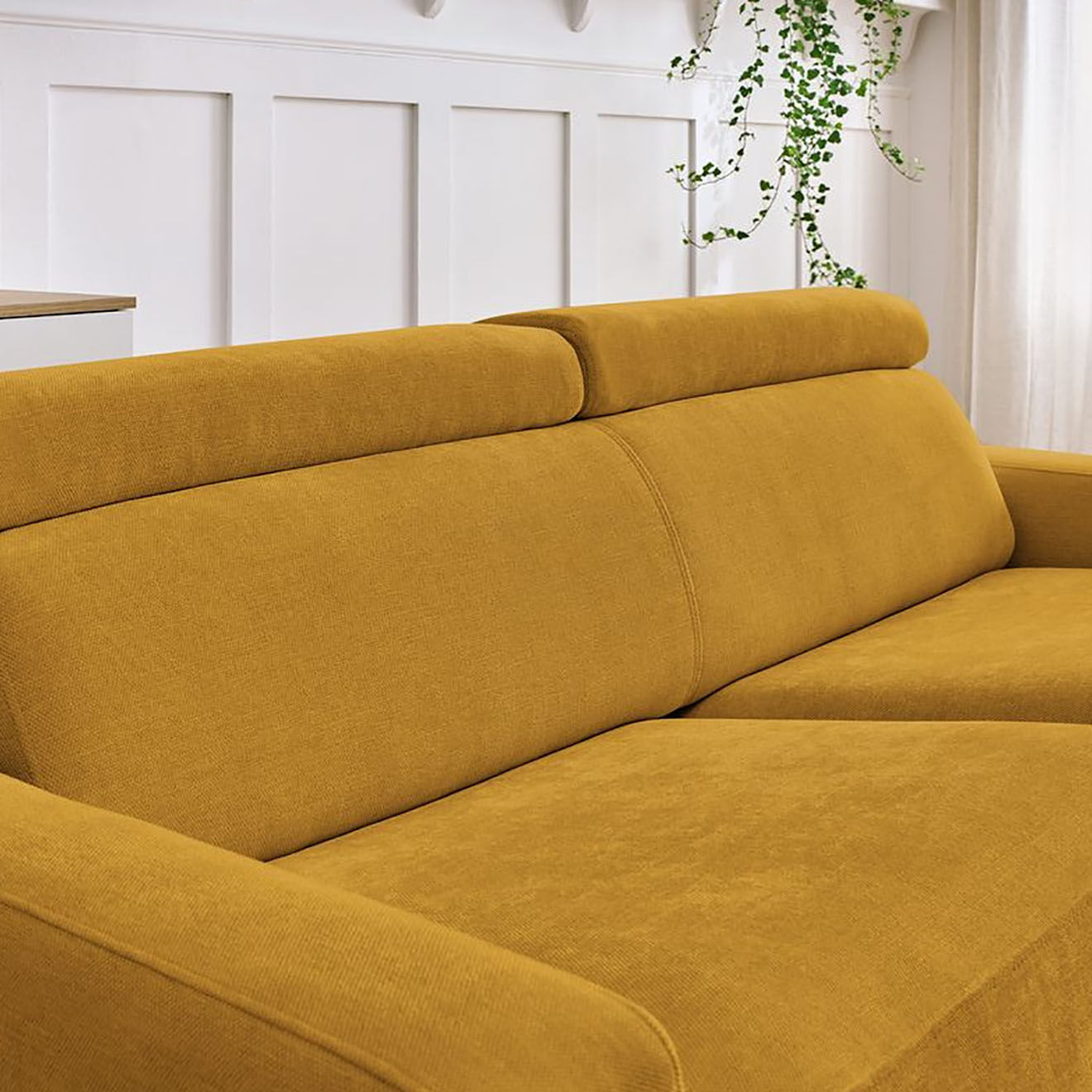Bobochic Canapé convertible monaco ouverture express tissu lisse jaune - 195x99 cm