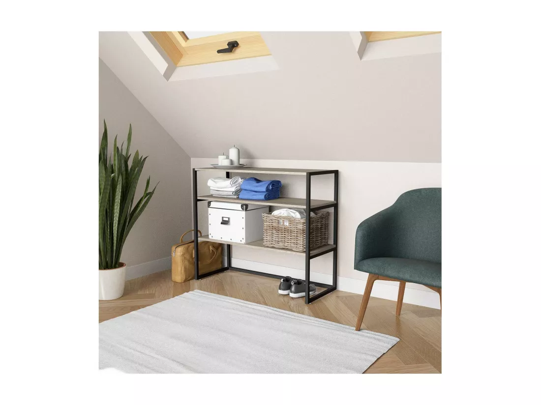 Portant vêtements sous combles étagères noir L100 x H85 cm