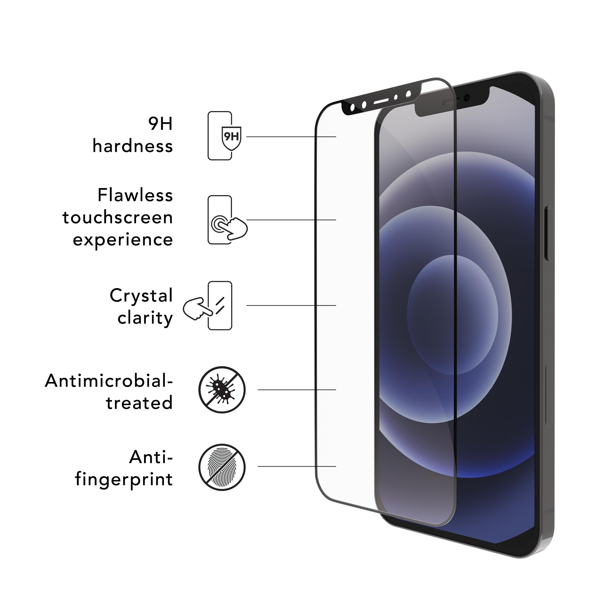 iPhone 12 / iPhone 12 Pro ECO-SHIELD Antimikrobieller Displayschutz Case Friendly Recycled (ES61BF001791)