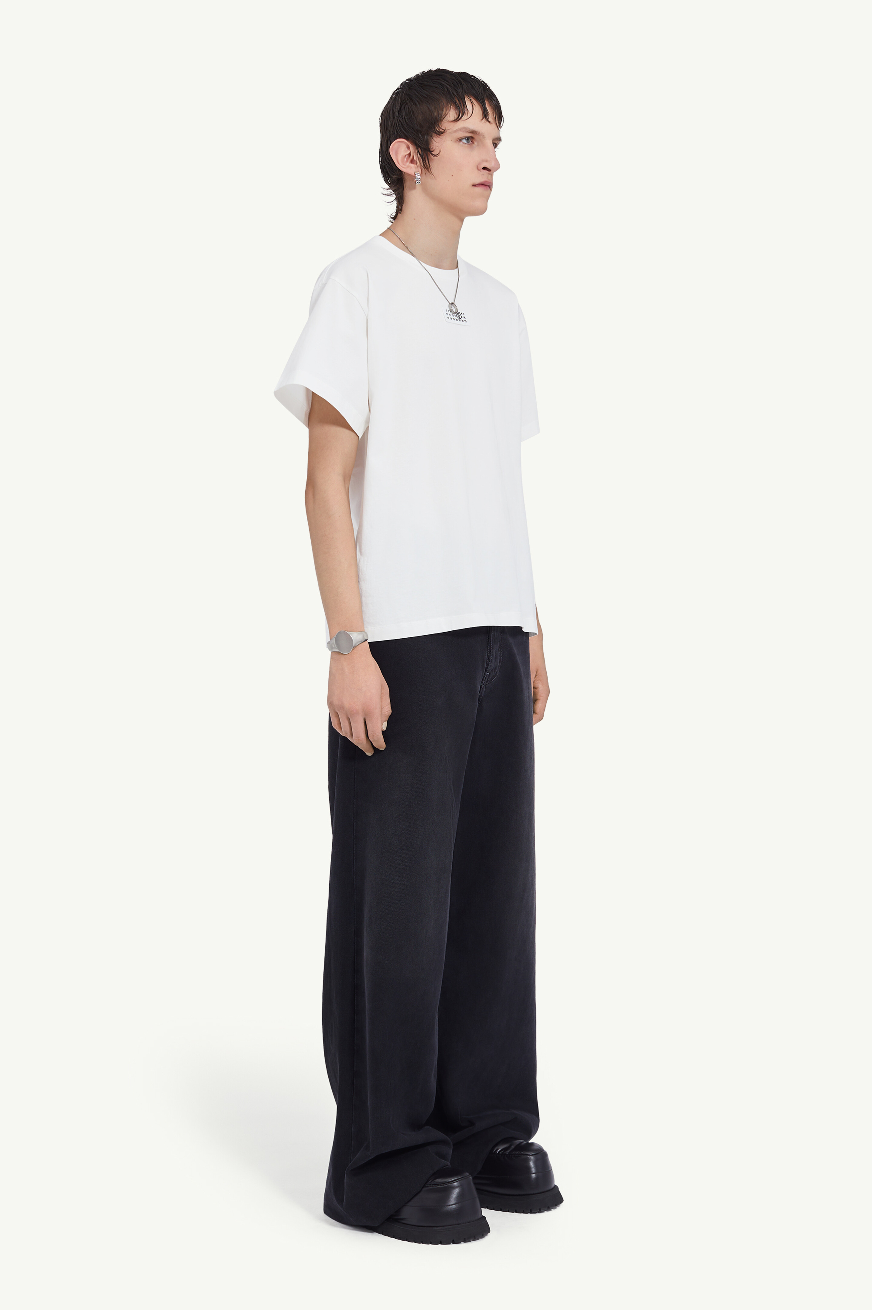 White Cotton Men's Crewneck T-Shirt | MM6