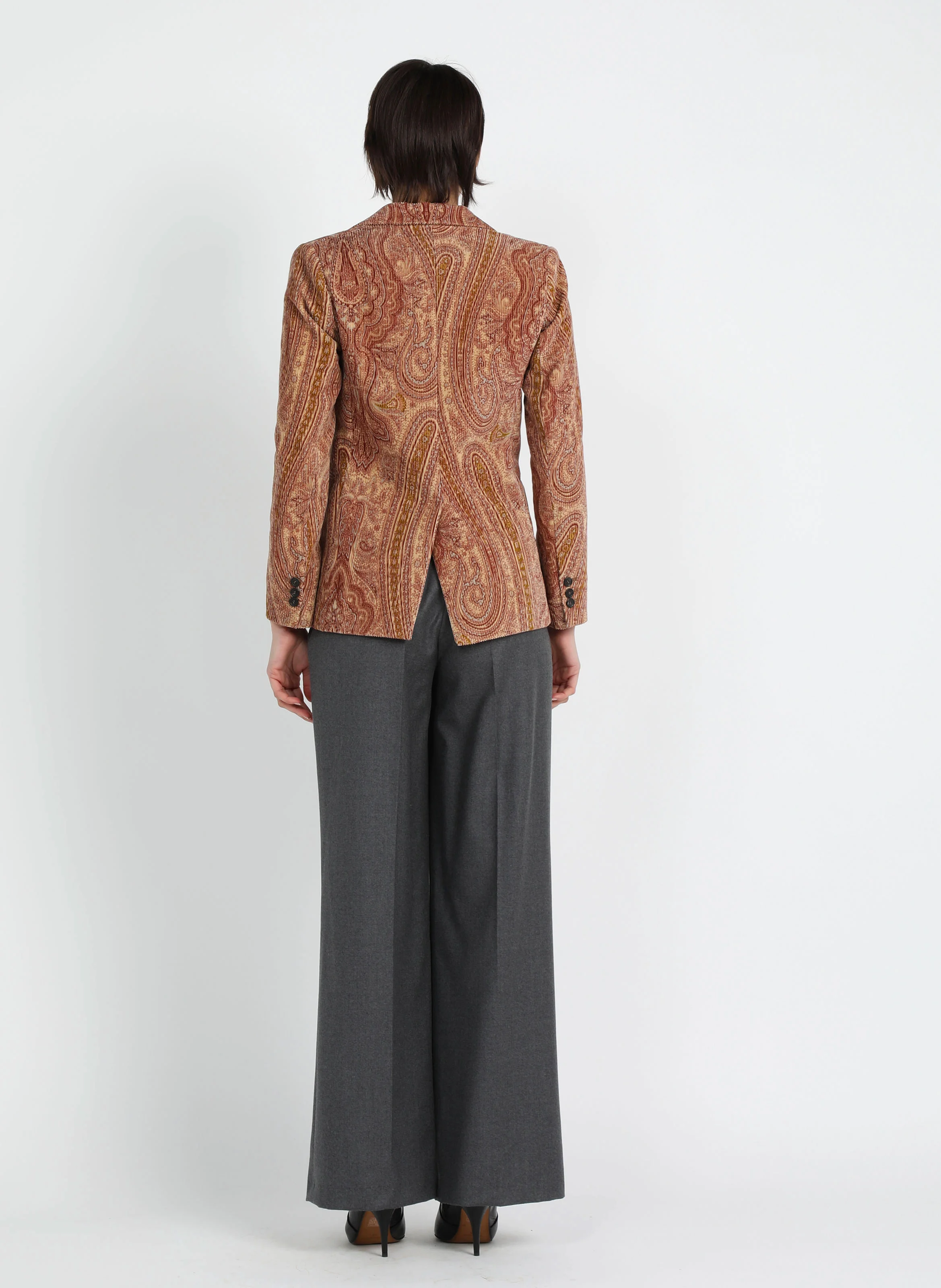 LAURENCE - Veste de tailleur à motif cachemire en coton | Marron