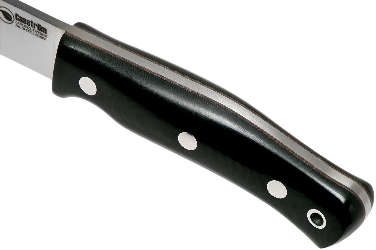 Casström No. 10 Swedish Forest Knife Black Micarta, 14C28N Flat Grind 13120