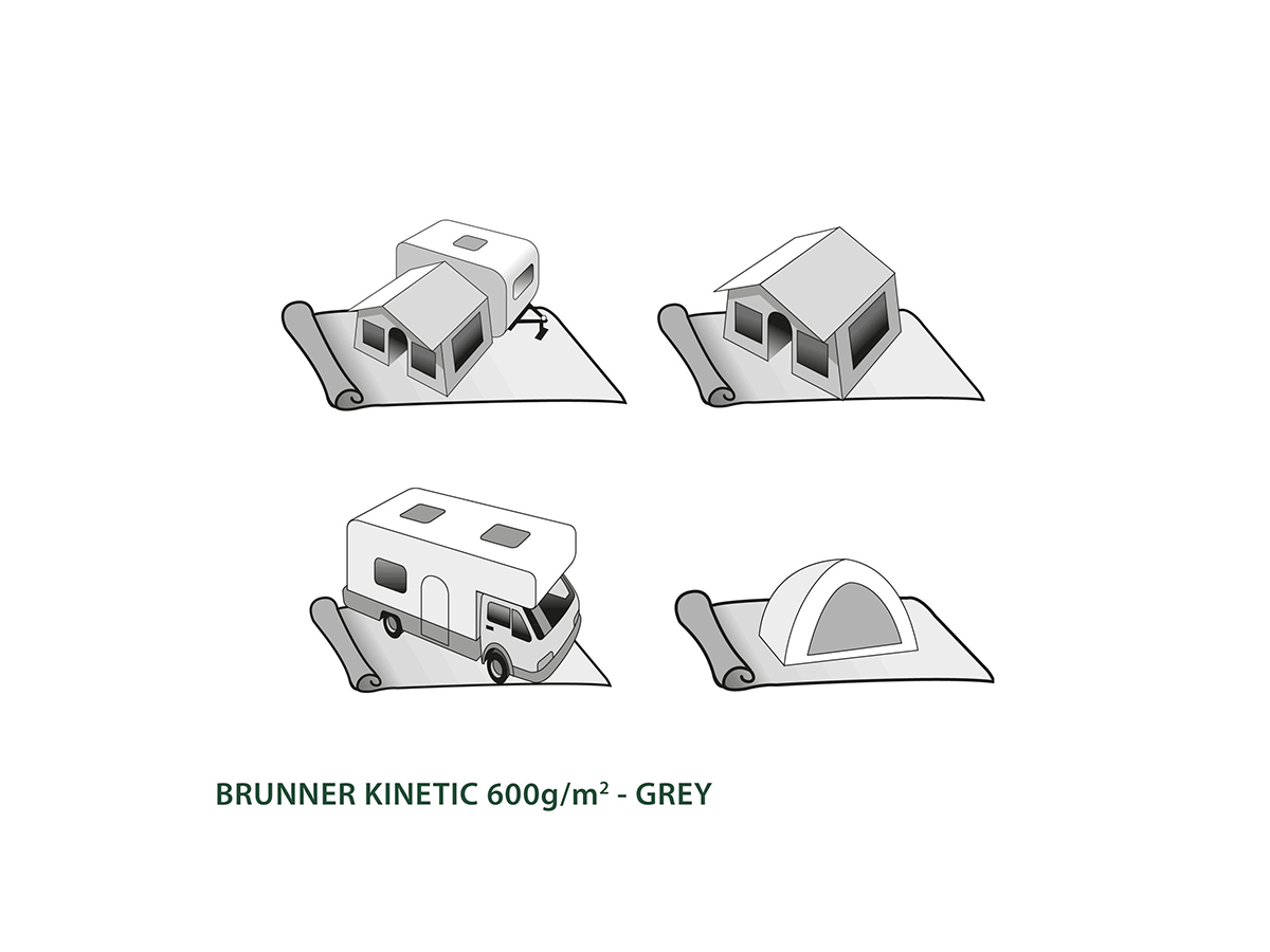 Brunner Kinetic 600 Darkgrey voortenttapijt - 250x600 cm