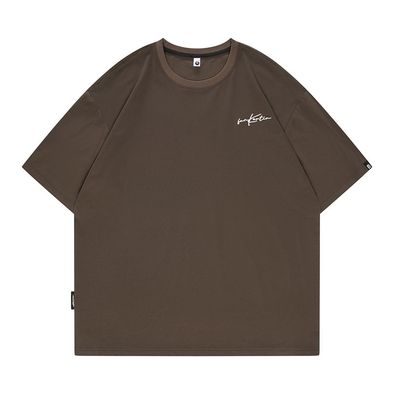 Stone Leo - T-shirt met ronde hals en elleboogmouwen en belettering