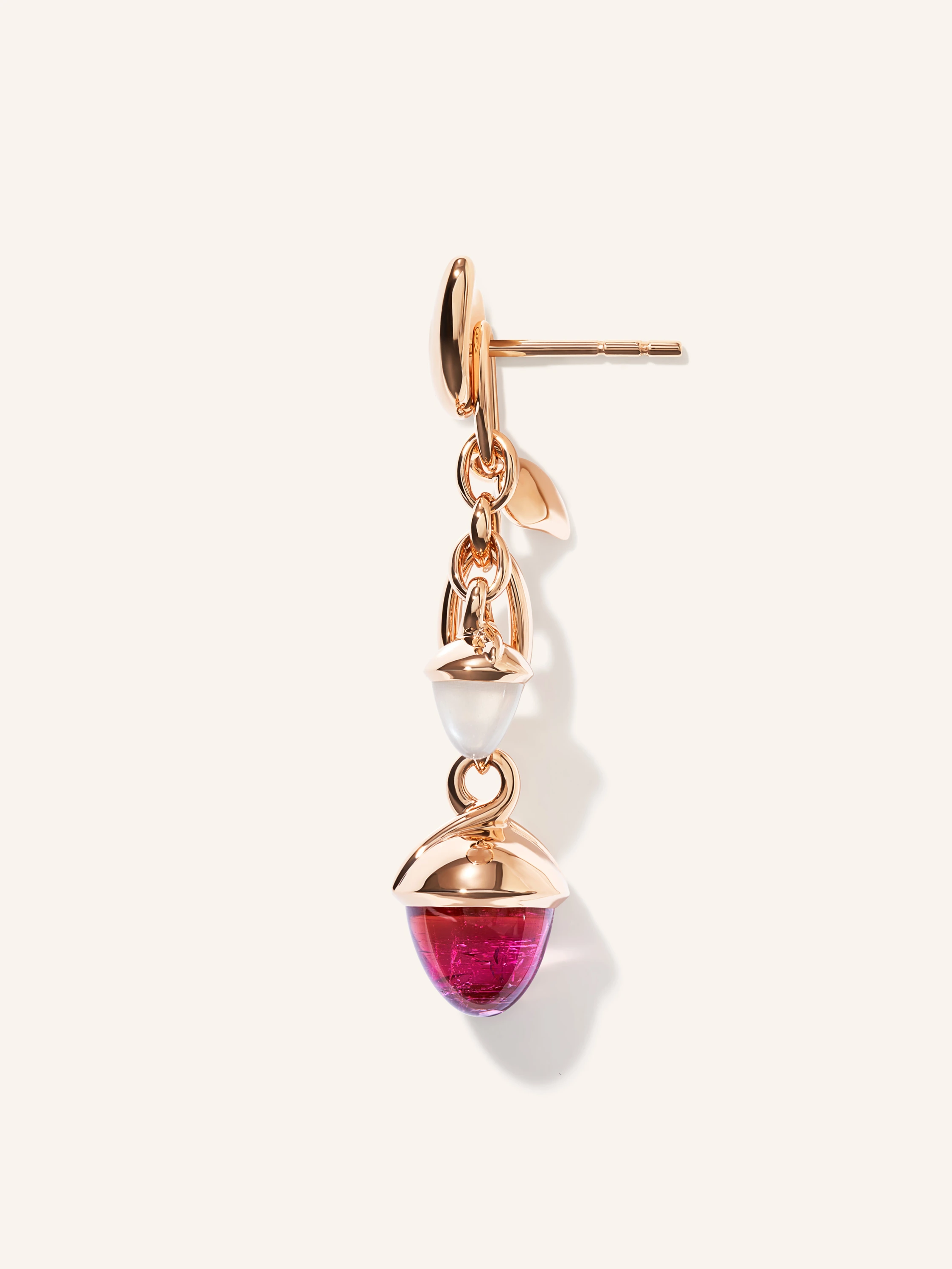 TAMARA COMOLLI Ohrringe OHRRINGE MIKADO DANGLING 2 ACORNS - 'BLUSH' 18K Roségold