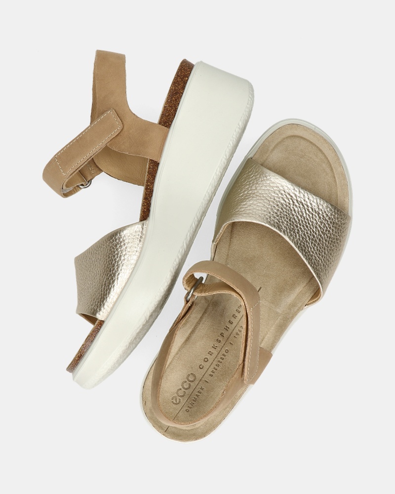 Ecco Flowt Wedge Sandalen  - goud