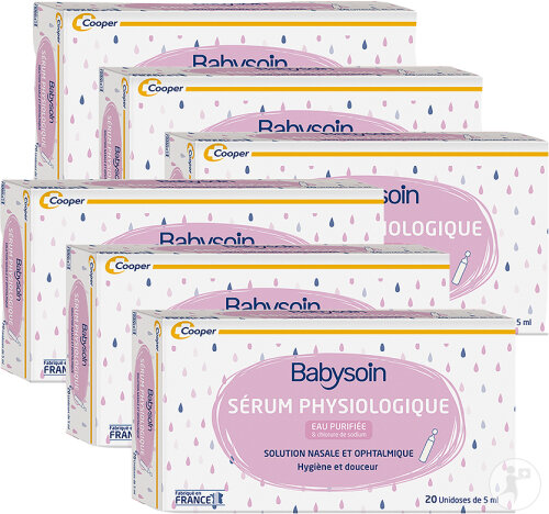 Pack de 6 Cooper Babysoin Sérum Physiologique 20 Unidoses