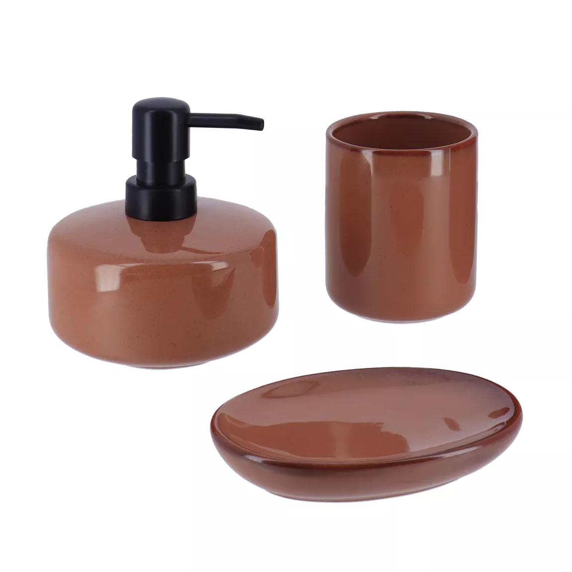 Set d'accessoires salle de bain grès laqué Season color Ambre