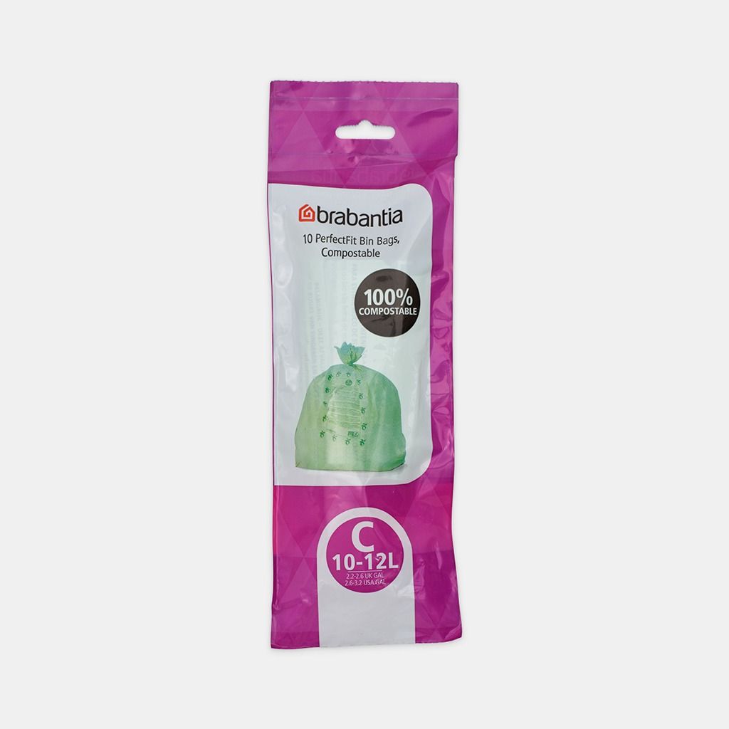 Composteerbare PerfectFit Vuilniszakken Code C (10-12 liter), rol van 10 stuks