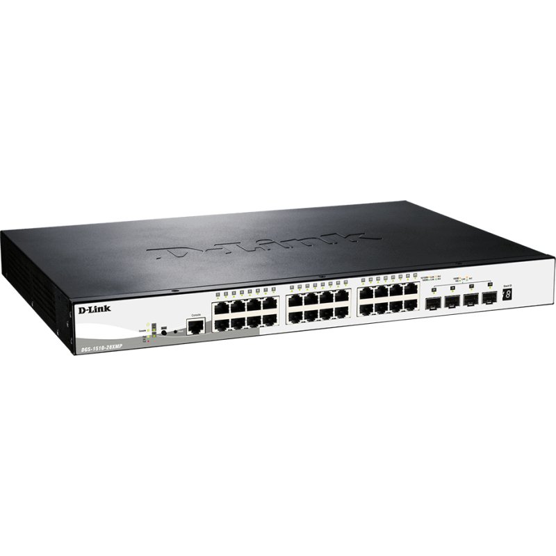 D-Link DGS-1510-28XMP Géré L2/L3 Gigabit Ethernet (10/100/1000) Connexion Ethernet, supportant l'alimentation via ce port (PoE) Noir, Gris