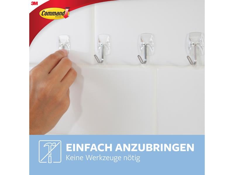 Command Klebehaken 0.225 kg, Transparent, 5 Stück Haken-Set zum kleben