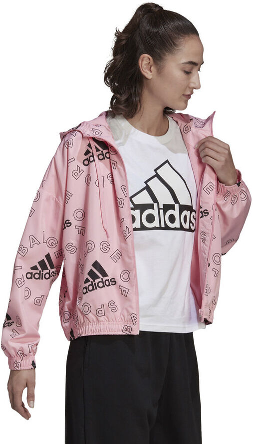 adidas Essentials Logo Allover Print vindjakke Pink