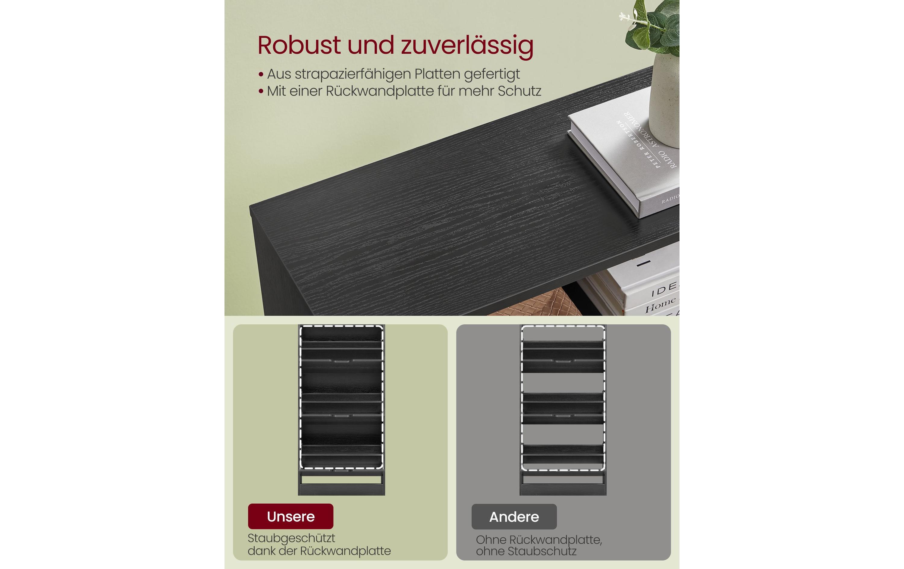 Schuhschrank 60 x 24 x 139 cm, Schwarz<br>Schuhschrank mit 3 Klappen für 14 bis 18 Schuhen