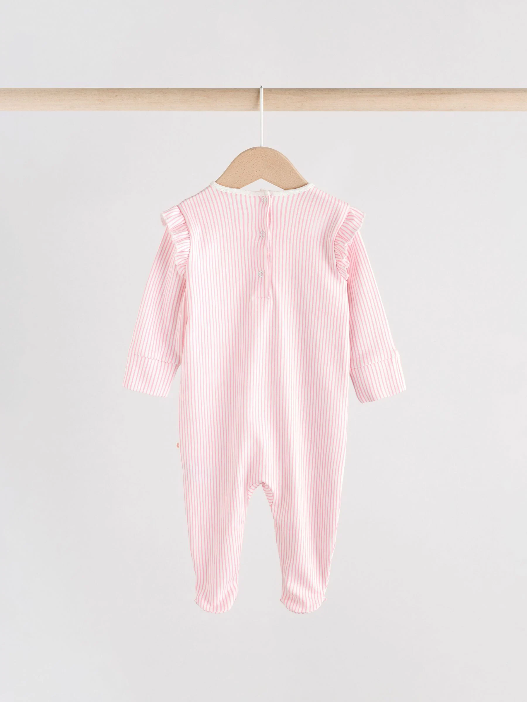 Roze - Set van 3 babypyjama's met kraag (0-2jr)