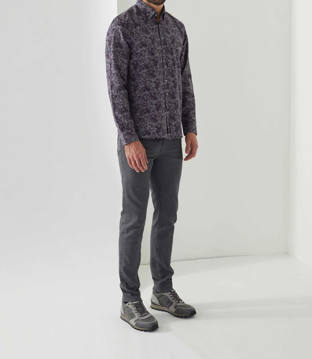 Chemise casual imprimée grise 