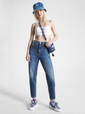 Calça jeans Mom de cintura ultra alta e corte afunilado