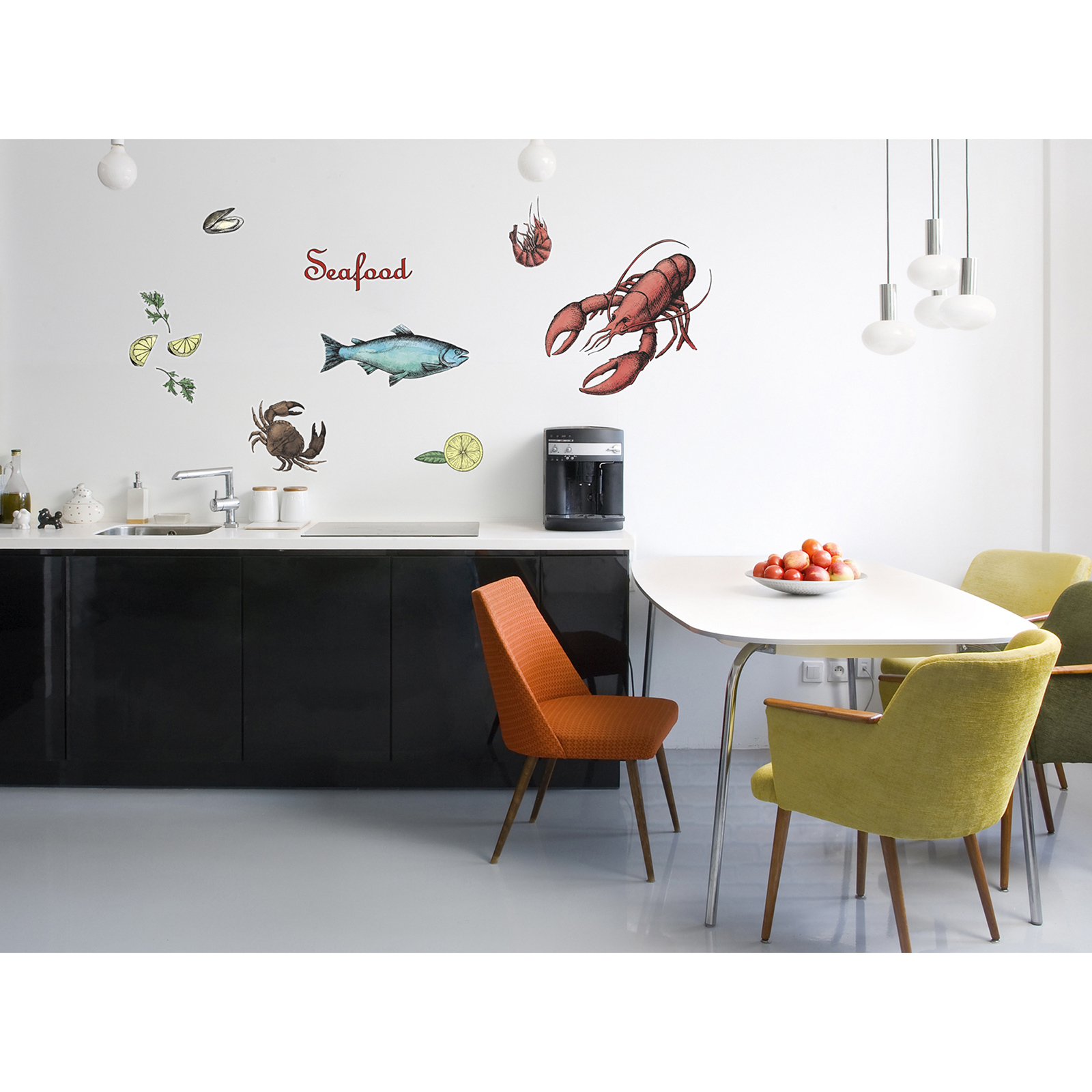 Wandtattoo SEAFOOD - bunt - 50x70 cm
