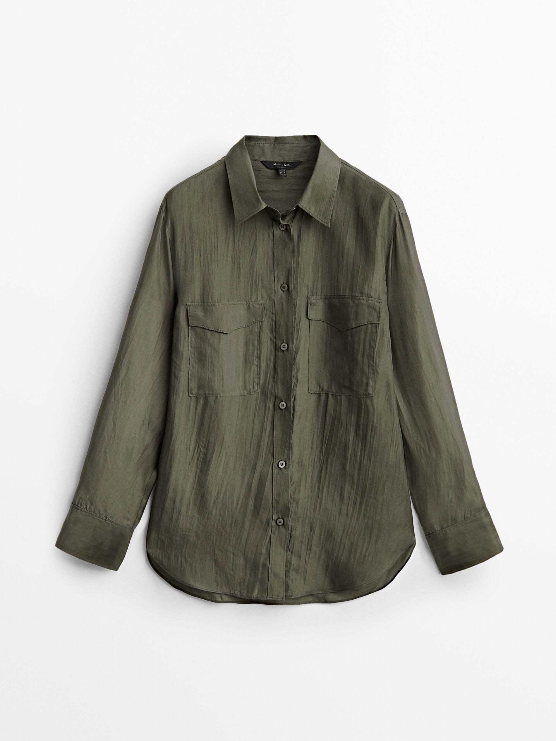 Camisa seda bolsillos - DARK KHAKI