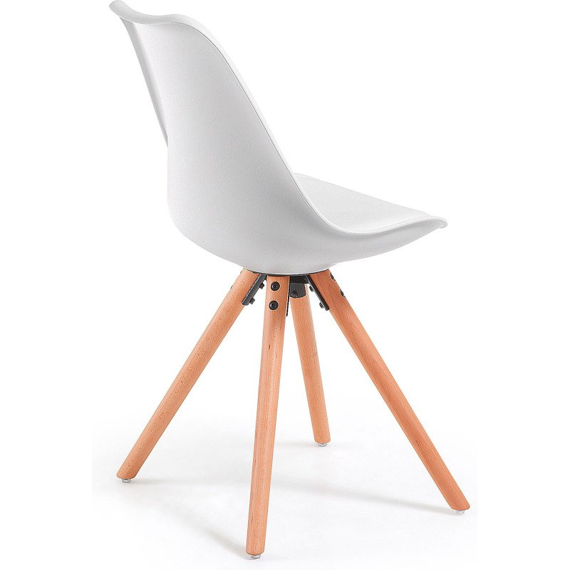 Chaise Ralf - assise plastique et coussin PU - pieds bois massif