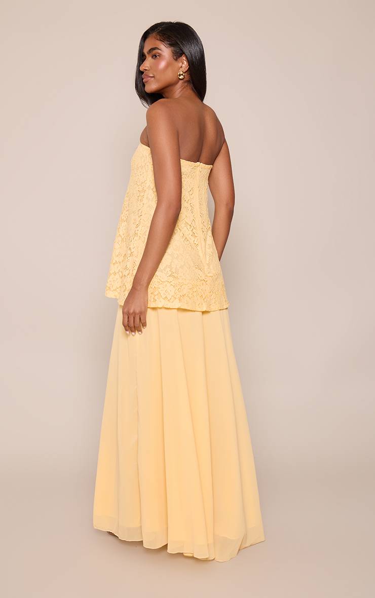 Citron Robe Longue Colonne Bustier En Dentelle