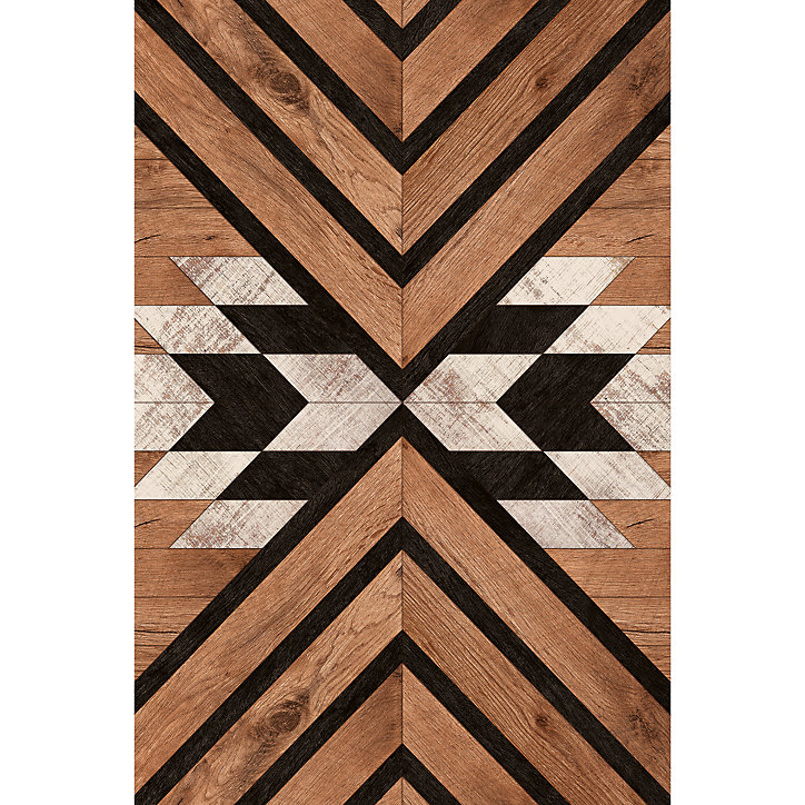 Tapis vinyle motif chevrons bois noyer L.180x l.120 cm x ep. 2 mm