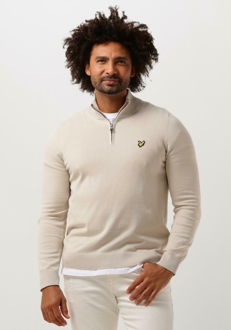 LYLE & SCOTT beige lyle & scott trui quarter zip jumper