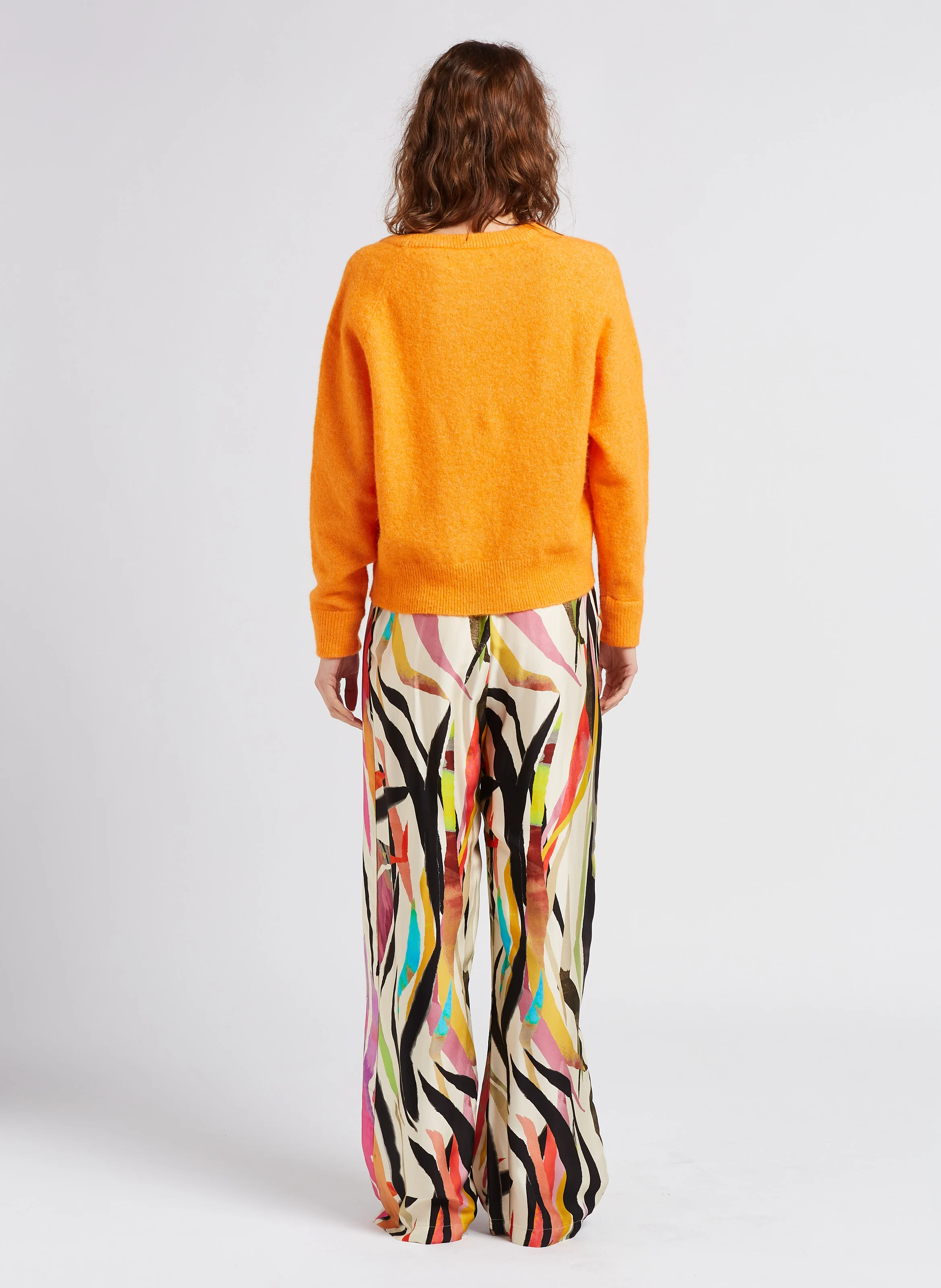 Pull col rond en laine mélangée | Orange