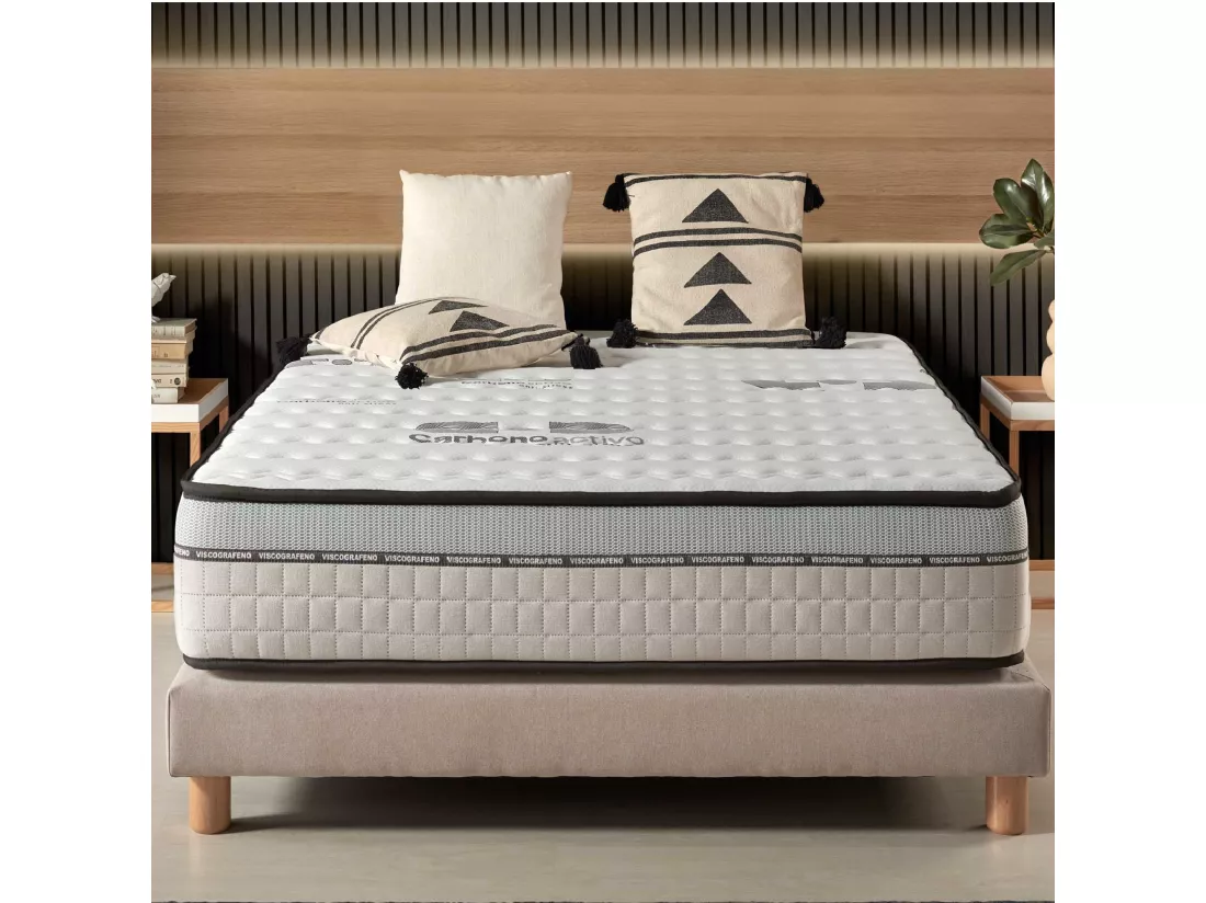 Naturalex - Matelas Visco-carbone 180x200 cm - Mousse HR - Soutien Blue Latex - Très Épais 30 cm, Mémoire de forme, 7 zones, Antistress - Réversible été, hiver