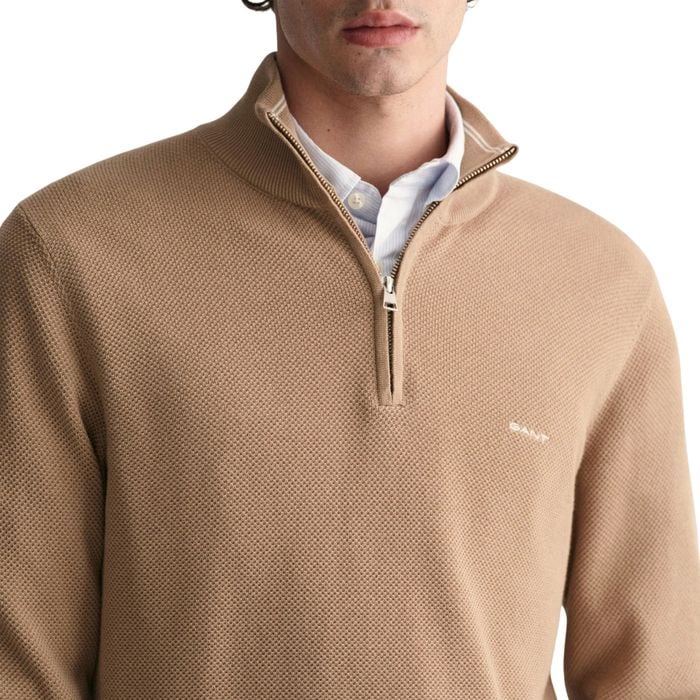 Gant Pique Half Zip Sweater Heren