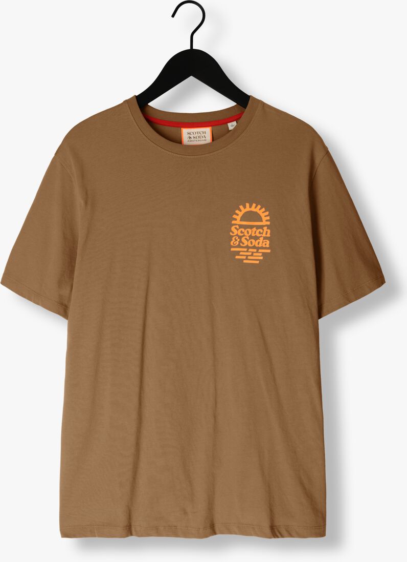 SCOTCH & SODA khaki scotch & soda t-shirt left chest artwork t-shirt