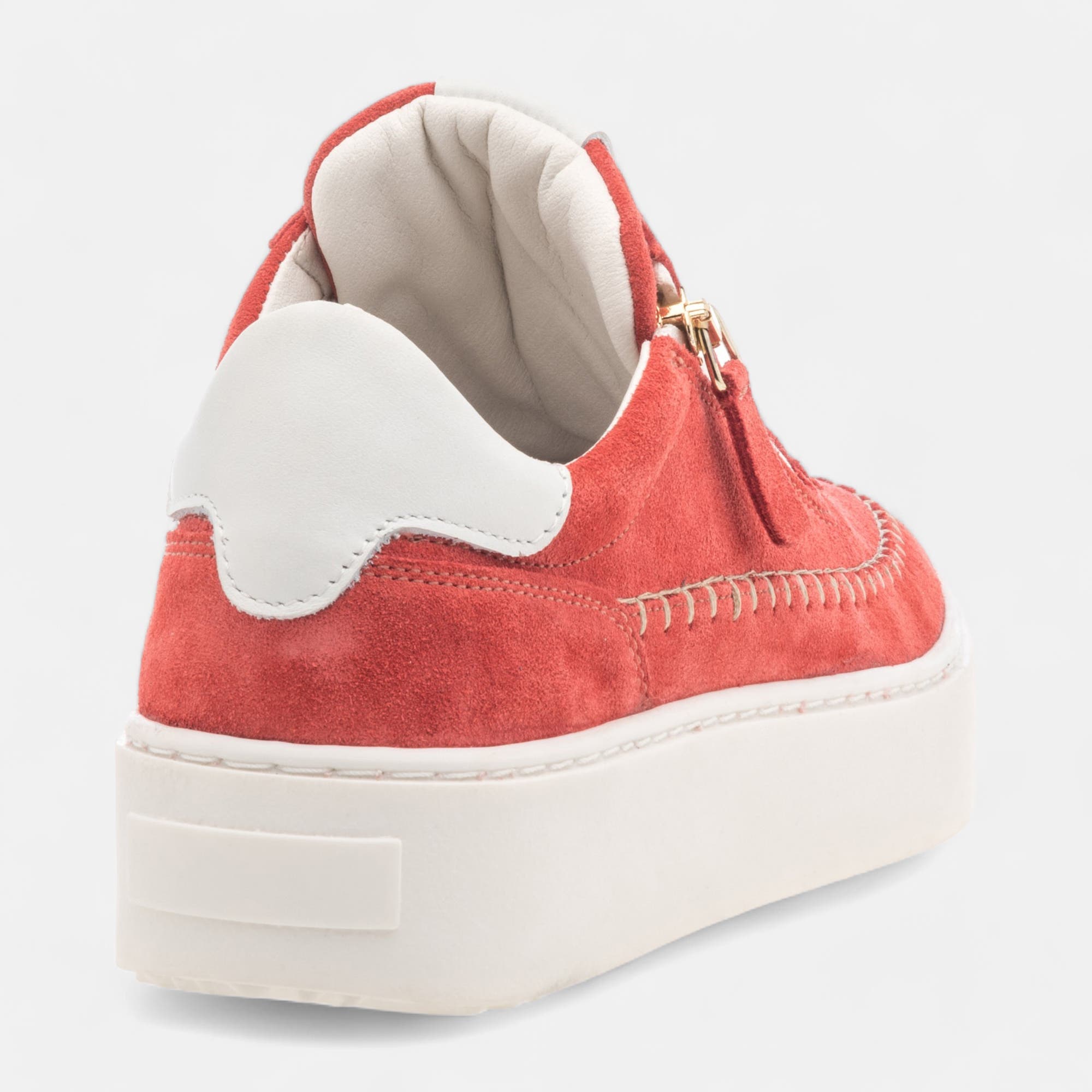 Baskets basses Femme en cuir corail