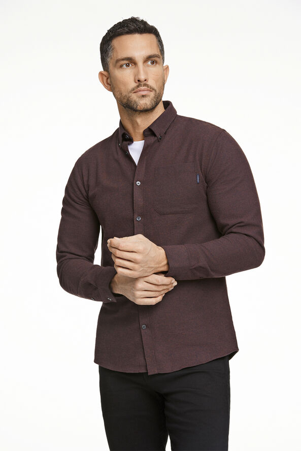 Lindbergh Brushed twill shirt L/S Dk burgundy