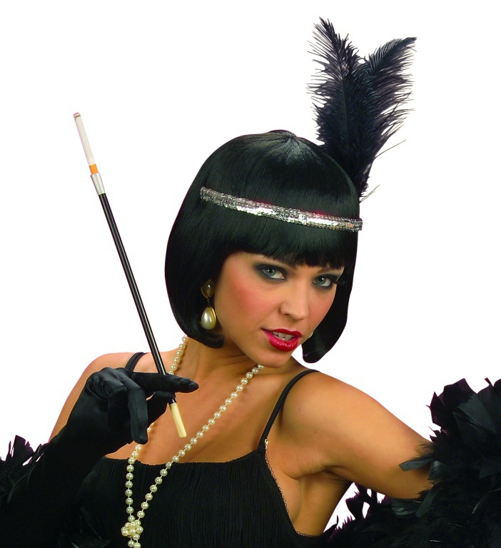 (33cm) Zigaretten Halter Fasnachts Kostüm Zubehör Motto Party Accessoire 20er Jahre Halloween Foto Requisite - Schwarz
