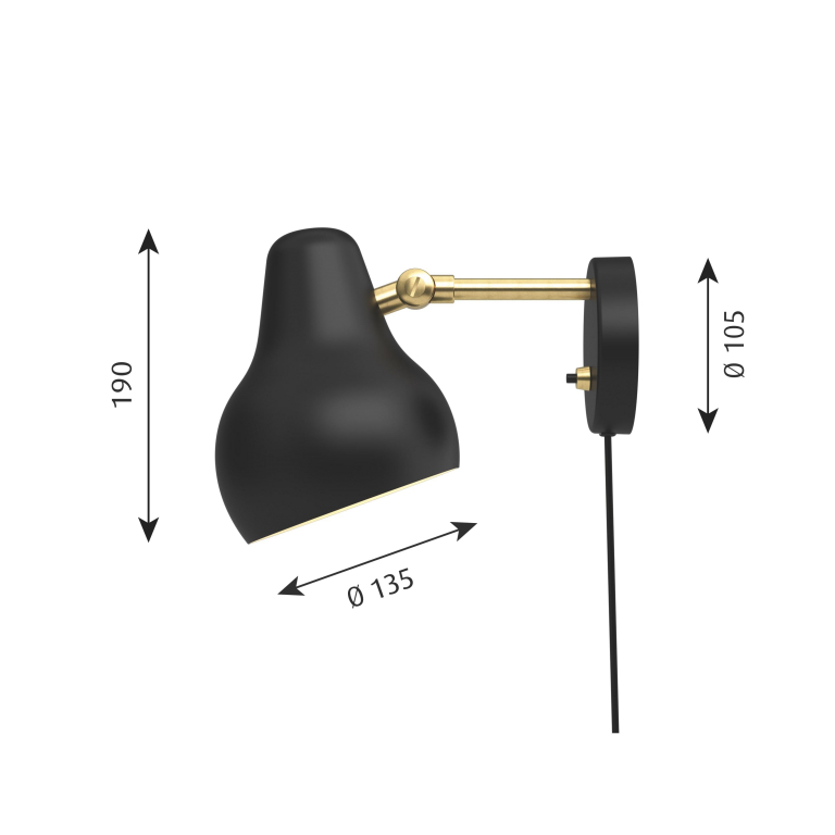 Louis Poulsen VL38 wandlamp LED zwart