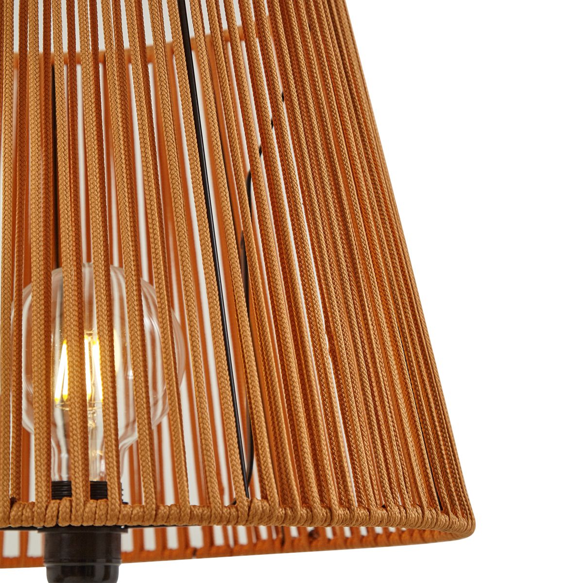 Buiten vloerlamp zwart met kap oranje touw IP44 - Virginia Jayla