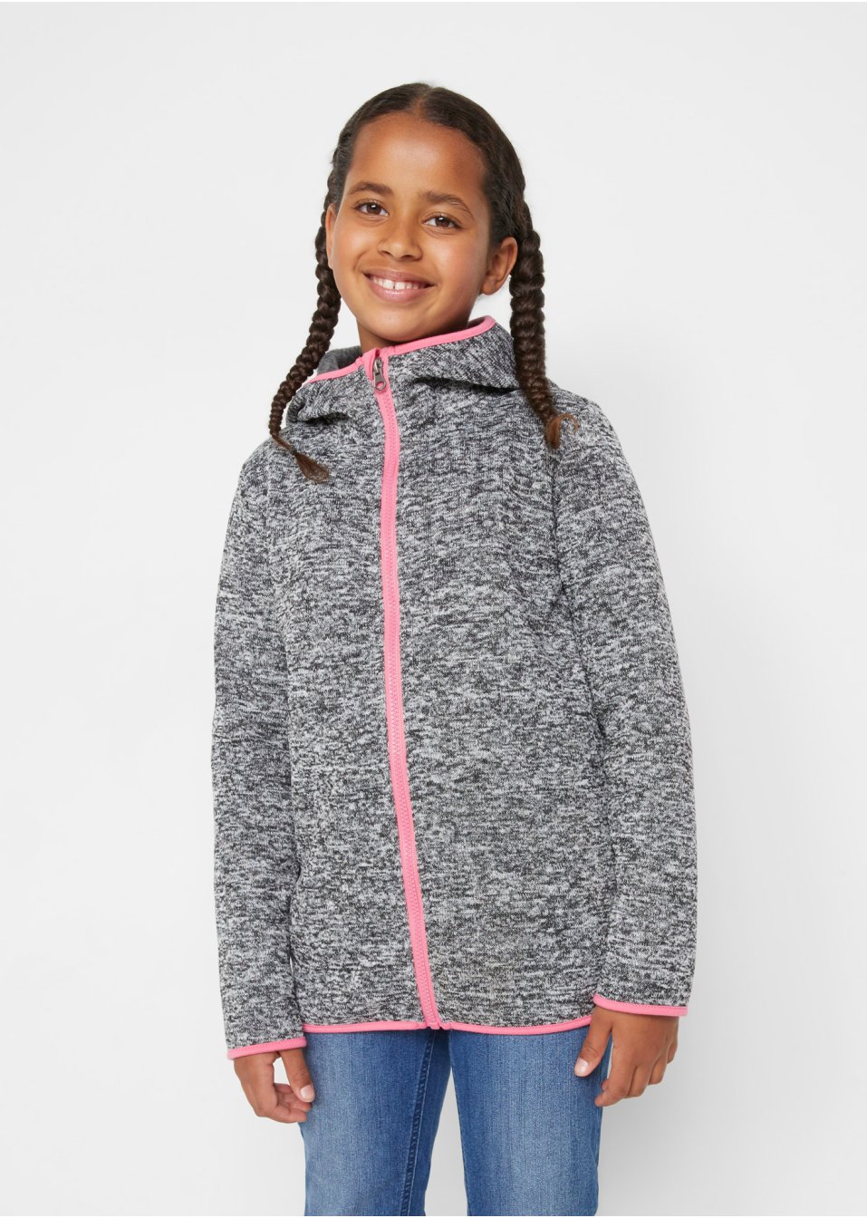 Veste en maille polaire thermo fille avec capuche