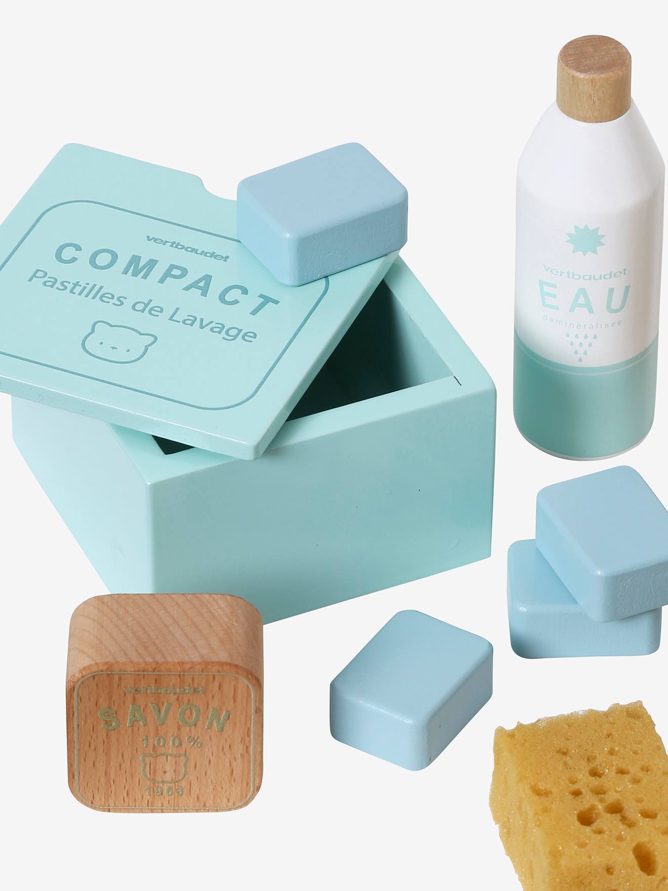 Kit para lavagem de madeira com certificação FSC®, branco claro, liso com motivos.